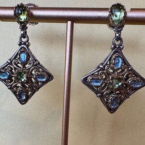 Beautiful Konstantinos peridot and aquamarine earrings